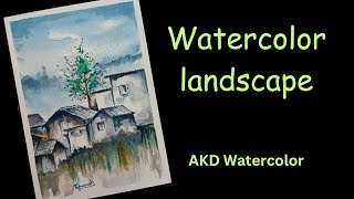 Watercolor landscape painting  AKD Watercolor [upl. by Nora742]