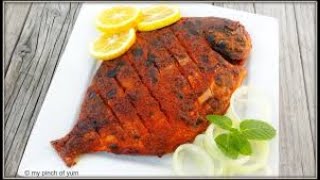 Tandoori pomfret fish recipe Without oven Grilled pomfret without tandoor [upl. by Mcbride]