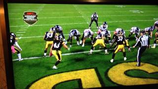 Troy Polamalu jumps the Texans O line 102014 MNF [upl. by Hagep]