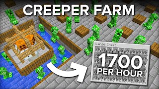 Minecraft Creeper Farm  No Cats No Redstone  1700 Gunpowder Per Hour [upl. by Janice]