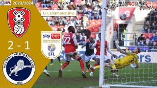 Rotherham United 21 Millwall Matchday40 Highlight EFL Championship 2324 1 April 2024 [upl. by Celinda]