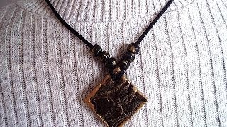 DIY HOW TO MAKE AN Easy square leather pendant from an old recycled belt [upl. by Nair]