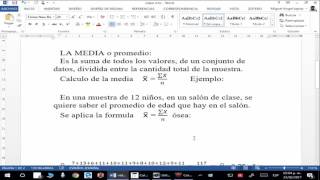 Estadística descriptiva Medidas de tendencia central la media uniminuto [upl. by Sanborn]