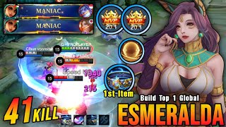 41 Kills Esmeralda MVP 201 Points Super Intense Battle  Build Top 1 Global Esmeralda  MLBB [upl. by Lyontine642]