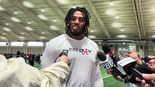 JC Latham Pro Day Interview  Alabama Football [upl. by Enelrats]