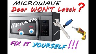 Microwave DOOR LATCH not working  wont retain spring tension wont close  door code on screen [upl. by Robinet696]