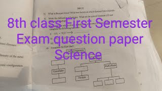 8th class First Semester Exam Science question paper pattern Mid term exam question paper [upl. by Ladiv]