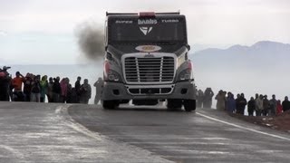 Short Take SuperTurbo Semi Freightliner takes on 2013 Pikes Peak International Hill Climb [upl. by Vasos]