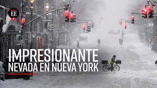 Histórica nevada en Nueva York sería la octava más fuerte en la historia de la ciudad [upl. by Romeu]