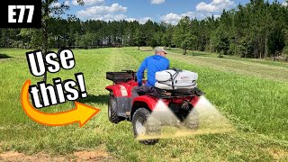 ATV spraying large acreage for farm pasture weed control  FIMCO ATV sprayer [upl. by Yonita]