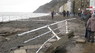 Raging Sea Destroys Promenade  Aberystwyth West Wales [upl. by Wain]