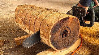 A 70 Year Old Craftsmans Masterpiece  Amazing Wooden Table Crafted from a Tree Trunk  DIY [upl. by Arihsat]