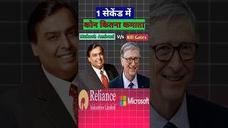 Bill Gates Vs Mukesh Ambani 1 Second Revenue [upl. by Scheer]