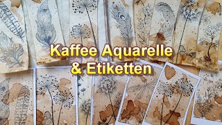 Vintage AquarellKarten und Etiketten mit Kaffee und Stempeln  Tutorial  anfängergeeignet [upl. by Asyla]