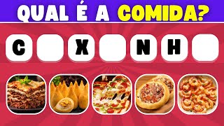 QUAL É A COMIDA 🍕🍔🍩 Descubra as comidas com as vogais faltando quiz [upl. by Alet613]