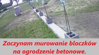 Zaczynam murowanie bloczków na ogrodzenie betonowe [upl. by Asteria]