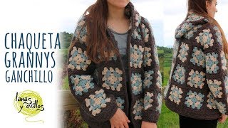 Tutorial Chaqueta o Abrigo Fácil Granny Squares Ganchillo  Crochet  Lanas y Ovillos [upl. by Elaina]