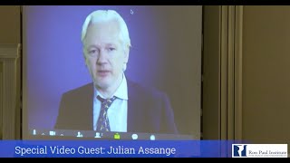 Flashback Julian Assange Joins Ron Paul Institute Conference 2017 [upl. by Myrtie]