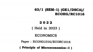 BA 1st semEconomics Generic Q🗞️ 2022 held in 2023 quotPrinciple of Microeconomicsquot microeconomics [upl. by Groh188]