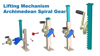 Lifting Mechanism using Archimed Spiral Gear  Mechanical Mechanism Animation [upl. by Hatokad]