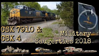 CSX 7910 amp 4 Military Train in Saugerties NY 5182018 [upl. by Tawney]