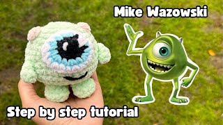 How to Crochet Mike Wazowskimonsters Inc halloween amigurumi tutorialstep by step crochet tutorial [upl. by Kevyn]