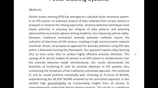 A Federated Learning Approach for Efficient Anomaly Detection in Electric Power Steering Systems [upl. by Rufford]