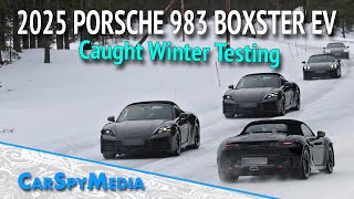 2025 Porsche 983 Boxster EV Prototype With Production Lights Spied Again Winter Testing [upl. by Haakon189]