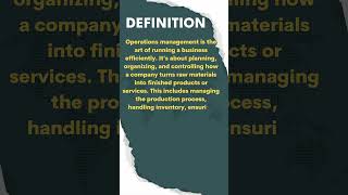 Operations Management Definition with simple example operationsmanagement definition witt mba [upl. by Warenne68]