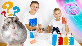 HAMSTER SLIME CHALLENGE   Notre hamster choisit les ingrédients de notre slime [upl. by Hertzog]