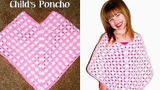 Easy Child Poncho Diy Tutorial Step By Step  Crochet Poncho for Kids [upl. by Nylorak]