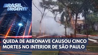 Queda de avião deixa cinco mortos em Jaboticabal–SP  Brasil Urgente [upl. by Ymmaj614]