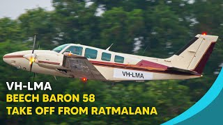 Beech Baron 58 VHLMA taking off from Ratmalana to Halim Perdanakusuma Airport [upl. by Aerbua]