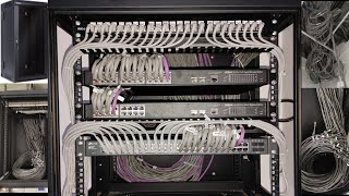 network cable management and 12U server rack installation for office setup cat 6A cable dahua tplink [upl. by Scheider]