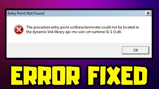 FIX Entry Point Not Found Dynamic Link Library apimswincrtruntimel110dll [upl. by Aillimat]