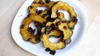 How to make Butter Cranberry Glazed Acorn Squash Fall recipe [upl. by Yuji]