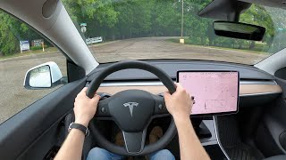 2021 Tesla Model Y Standard Range  Rainy POV Test Drive Binaural Audio [upl. by Liuqnoj]