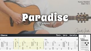 Paradise  Coldplay  Fingerstyle Guitar  TAB  Chords  Lyrics [upl. by Lapotin796]