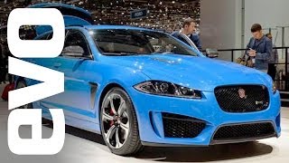 Jaguar XFRS Sportbrake at Geneva 2014  evo MOTOR SHOWS [upl. by Estus]