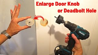 How To Easily Enlarge a Deadbolt Hole or a Door Knob Hole in your Door  Jonny DIY [upl. by Rett]