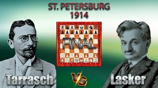 Siegbert Tarrasch Vs Emanuel Lasker 🏆 St Petersburg 1914 🏆 C02 Französische Verteidigung chess 709 [upl. by Matrona581]