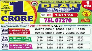 NAGALAND Lottery SAMBAD DEAR EVENING 1PM RESULT TODAY 13112024 STATE DEAR LOTTER [upl. by Douglas]