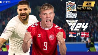 FC 24  Serbia vs Denmark  Nations League 2024 Full Match ft Mitrović Højlund Eriksen PS5™ 4K60 [upl. by Mitchell]