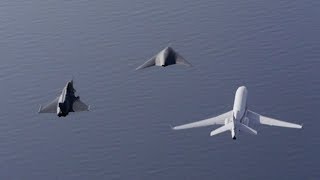 Neuron UCAV flying in formation with Rafale Falcon 7X [upl. by Alecia]