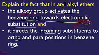 alkoxy group activates benzene ring towards electrophilic substitution amp it directs the incoming su [upl. by Oakes]