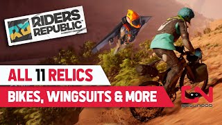 Riders Republic RELICS LOCATIONS  Bikes Wingsuits Surfboard amp Ski Blades Vehicles [upl. by Ellata]