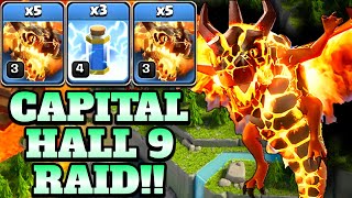 Zap Super Dragon Capital Hall 9 Attack Strategy Clash of Clans  Clan Capital Hall 9 Raid Weekend [upl. by Madelaine]