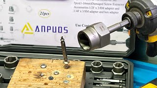 Damaged Bolt amp Screw Removal Made Easy ANPUDS  21 Piece Extractor Set  Put To The Test [upl. by Gosser964]