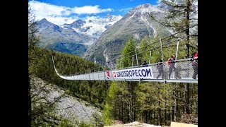 Charles Kuonen Hängebrücke am Europaweg  Randa Zermatt CH [upl. by Giorgio]