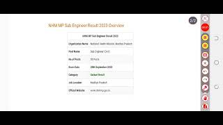 NHM MP Sub Engineer Result 2023  Cut Off Marks Merit List [upl. by Eibrab]